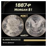 1887-p Morgan Dollar $1 Grades ms63+