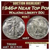 1946-p Walking Liberty Half Dollar Near Top Pop 50
