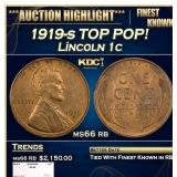 1919-s Lincoln Cent TOP POP! 1c ms66 rb SEGS