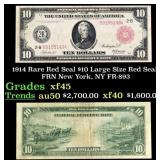 1914 $10 Large Size Red Seal FRN Rare Red Seal New