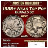 1935-p Buffalo Nickel Near Top Pop 5c ms68 SEGS