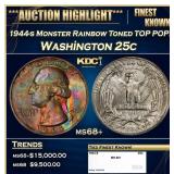 1944-s Washington Quarter Monster Rainbow Toned TO