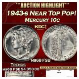 1943-s Mercury Dime Near Top Pop! 10c ms68 FSB SEG