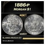 1886-p Morgan Dollar $1 Grades ms63+