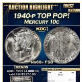 1940-p Mercury Dime TOP POP! 10c ms68+ FSB SEGS
