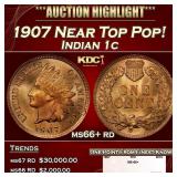 1907 Indian Cent Near Top Pop! 1c ms66+ rd SEGS