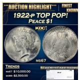1922-p Peace Dollar TOP POP! $1 ms67 SEGS