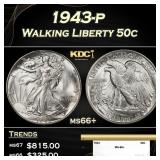 1943-p Walking Liberty Half Dollar 50c ms66+ SEGS