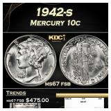 1942-s Mercury Dime 10c ms67 fsb SEGS