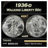1936-d Walking Liberty Half Dollar 50c Grades ms65