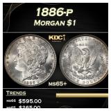1886-p Morgan Dollar $1 Grades ms65+