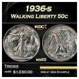 1936-s Walking Liberty Half Dollar 50c Grades ms65