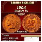 1904 Indian Cent . 1c ms66+ rd SEGS
