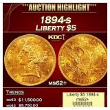 1894-s Gold Liberty Half Eagle $5 ms62+ USCG