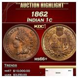 1862 Indian Cent 1c ms66+ SEGS