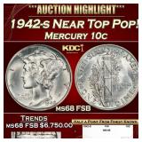 1942-s Mercury Dime Near Top Pop! 10c ms68 FSB SEG