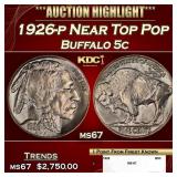 1926-p Buffalo Nickel Near Top Pop 5c ms67 SEGS