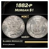 1882-p Morgan Dollar $1 Grades ms63+