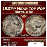 1927-p Buffalo Nickel Near Top Pop 5c ms67+ SEGS