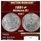 1891-p Morgan Dollar $1 Grades ms65 SEGS