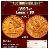 1893-p Gold Liberty Half Eagle $5 ms66+ SEGS
