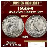 1939-s Walking Liberty Half Dollar 50c ms66 SEGS