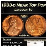 1933-d Lincoln Cent Near Top Pop 1c ms66+ rd SEGS