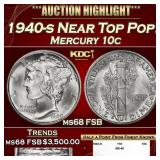 1940-s Mercury Dime Near Top Pop! 10c ms68 FSB SEG