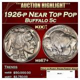 1926-p Buffalo Nickel Near Top Pop 5c ms67+ SEGS