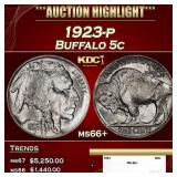 1923-p Buffalo Nickel 5c ms66+ SEGS