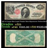 1917 $1 Large Size Legal Tender Note Grades vf+ Si