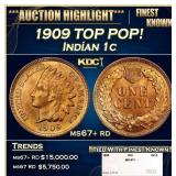 1909 Indian Cent TOP POP! 1c ms67+ rd SEGS