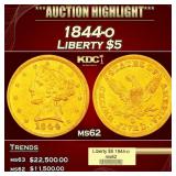 1844-o Gold Liberty Half Eagle $5 ms62 USCG