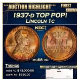 1937-d Lincoln Cent TOP POP! 1c ms68 rd SEGS