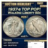 1937-s Walking Liberty Half Dollar TOP POP! 50c ms