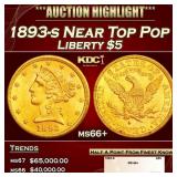 1893-s Gold Liberty Half Eagle Near Top Pop $5 ms6