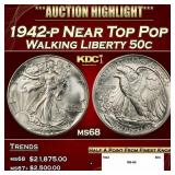 1942-p Walking Liberty Half Dollar Near Top Pop 50