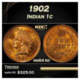 1902 Indian Cent . 1c Grades ms64 rd