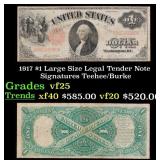 1917 $1 Large Size Legal Tender Note Grades vf+ Si
