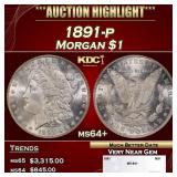 1891-p Morgan Dollar $1 ms64+ SEGS
