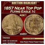 1857 Flying Eagle Cent Near Top Pop 1c Grades ms65