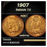 1907 Indian Cent . 1c Grades ms64 rd