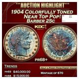 1904 Proof Barber Quarter Colorfully Toned Near To