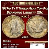 1917-d Ty II Standing Liberty Quarter Toned Near T