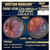 1909 VDB Lincoln Cent Colorfully Toned TOP POP! 1c