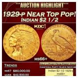 1929-p Gold Indian Quarter Eagle Near Top Pop! $2