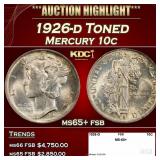 1926-d Mercury Dime Toned 10c ms65+ fsb SEGS