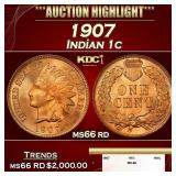 1907 Indian Cent . 1c ms66 rd SEGS