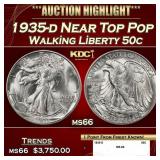 1935-d Walking Liberty Half Dollar Near Top Pop 50