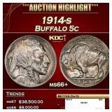 1914-s Buffalo Nickel 5c ms66+ SEGS